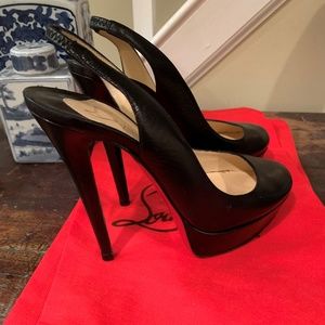 Christian Louboutin Black Leather Sling Back Pump